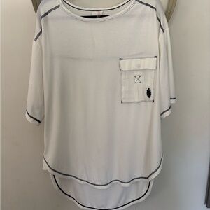 FP Movement by Free People White Top with Black Stitching